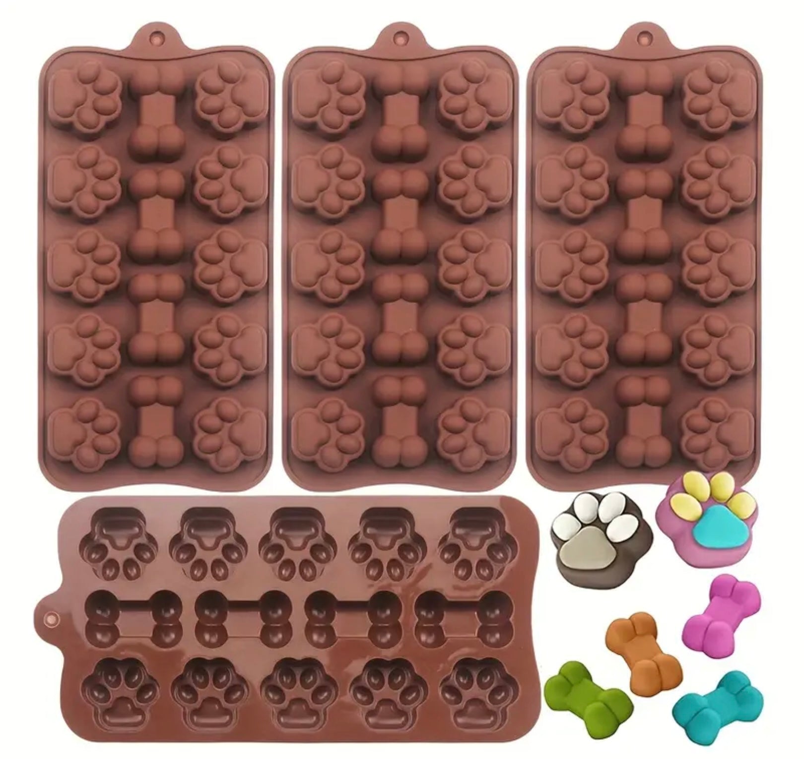 1 or 2-Pack Silicone Dog Paw Mold with 14 Cavities – Cake, Chocolate, Jelly & Soap Mold for Baking and Candle Making