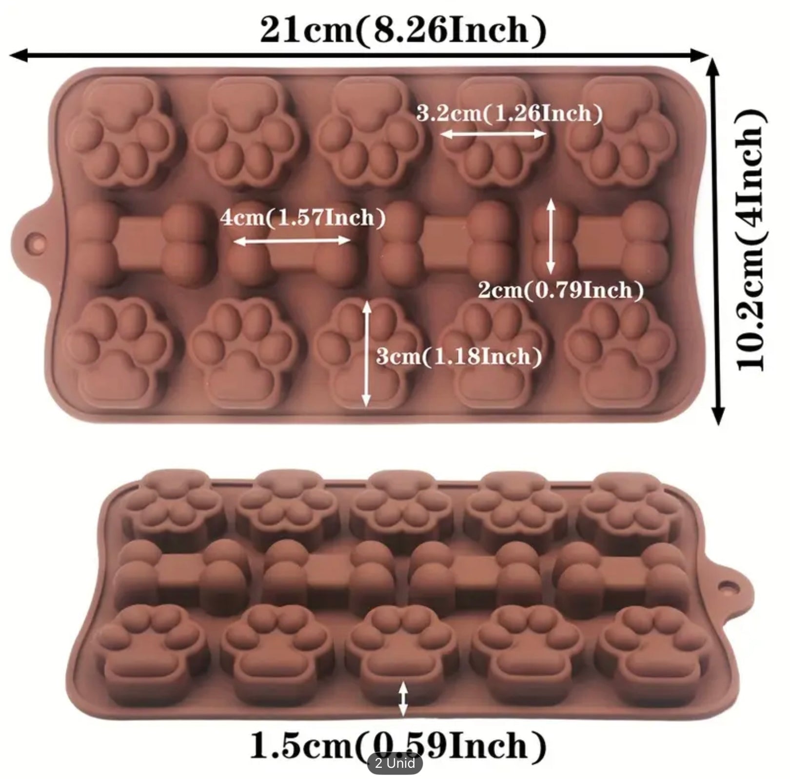 1 or 2-Pack Silicone Dog Paw Mold with 14 Cavities – Cake, Chocolate, Jelly & Soap Mold for Baking and Candle Making