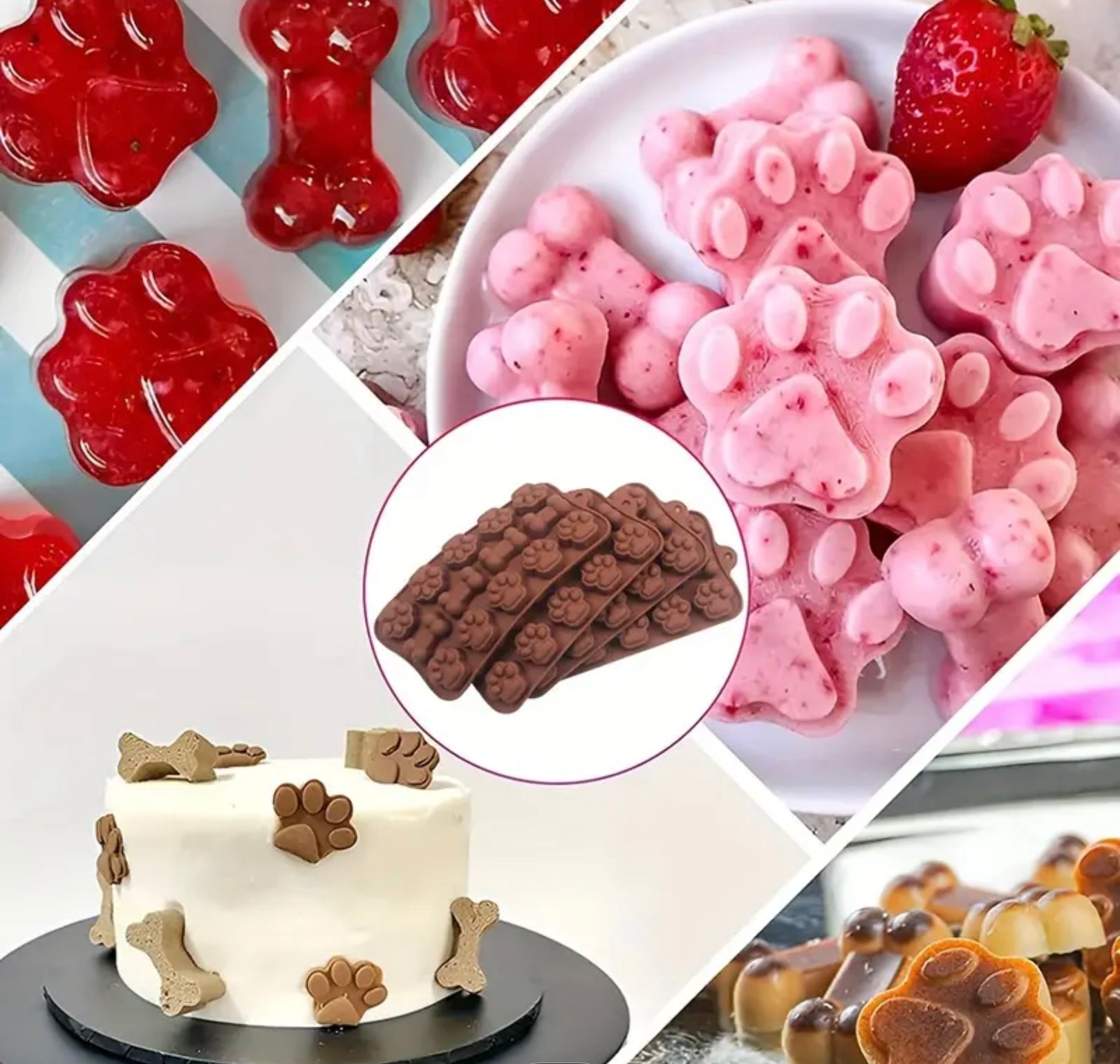 1 or 2-Pack Silicone Dog Paw Mold with 14 Cavities – Cake, Chocolate, Jelly & Soap Mold for Baking and Candle Making