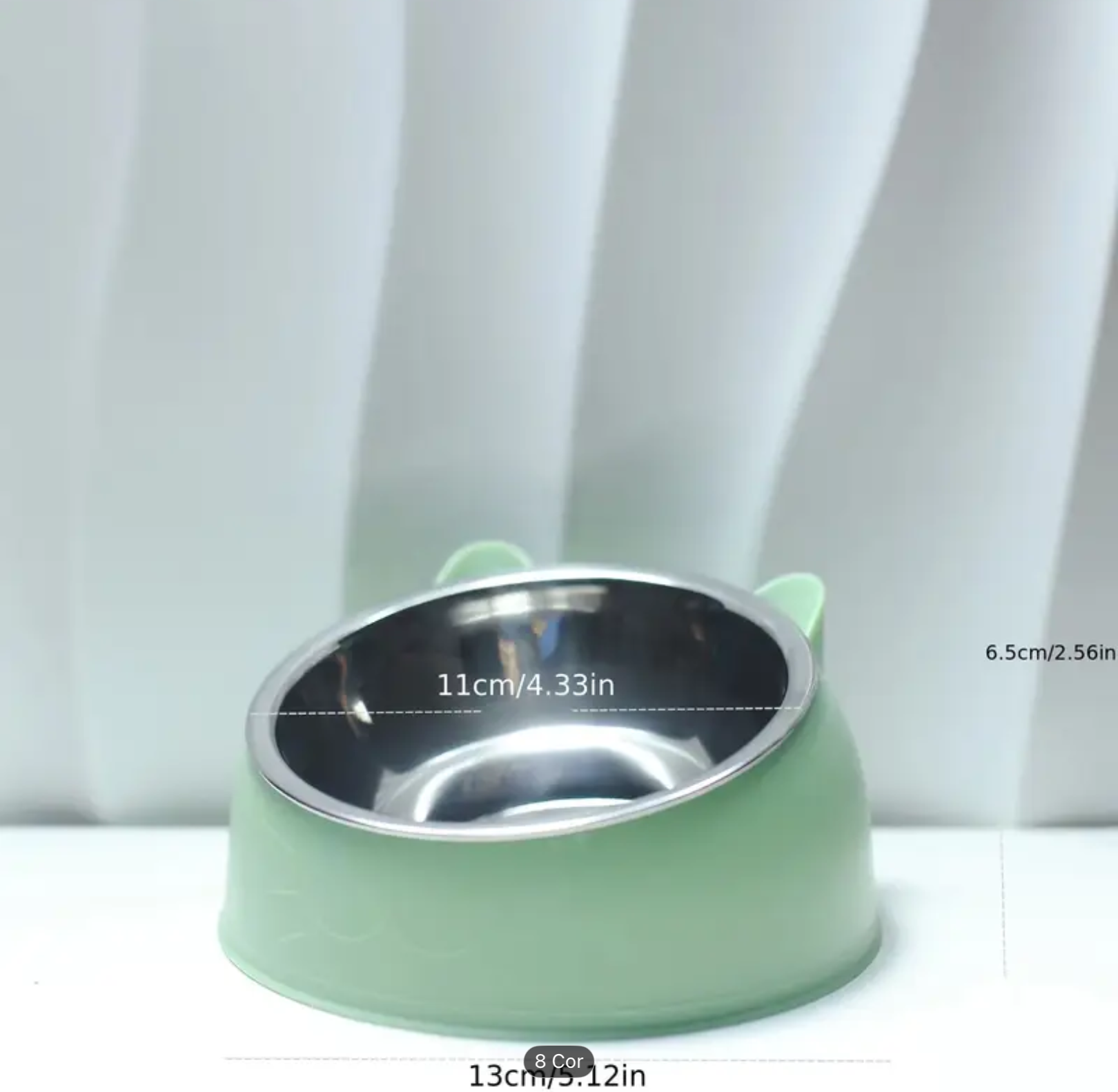 15° Elevated Stainless Steel Cat Bowl – Anti-Slip Tilted Food & Water Dish (100ml) for Neck Protection