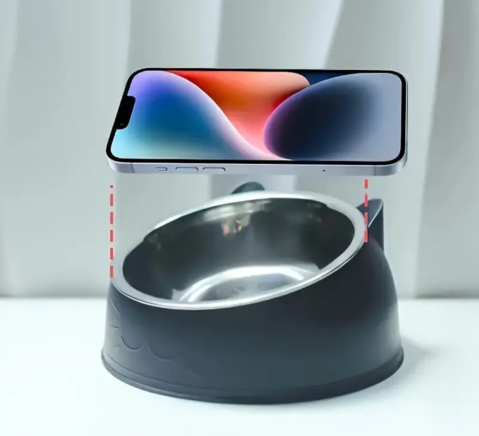 15° Elevated Stainless Steel Cat Bowl – Anti-Slip Tilted Food & Water Dish (100ml) for Neck Protection