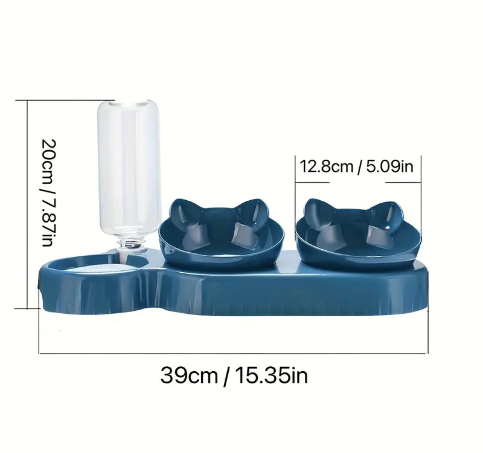 3-in-1 Automatic Cat Bowl Set – Tilted Food & Water Feeder with Gravity Water Bottle and Neck Protection Design