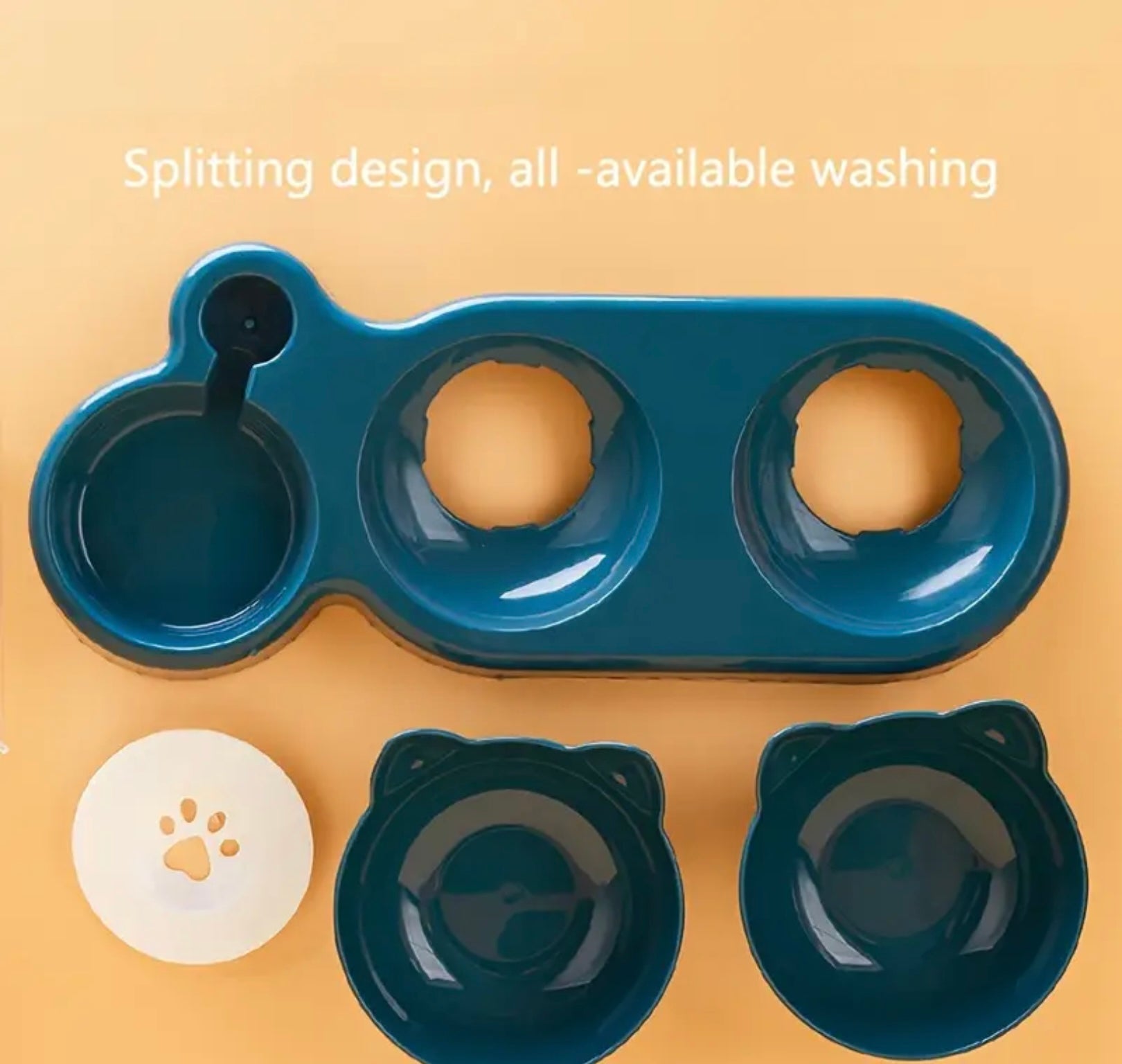 3-in-1 Automatic Cat Bowl Set – Tilted Food & Water Feeder with Gravity Water Bottle and Neck Protection Design