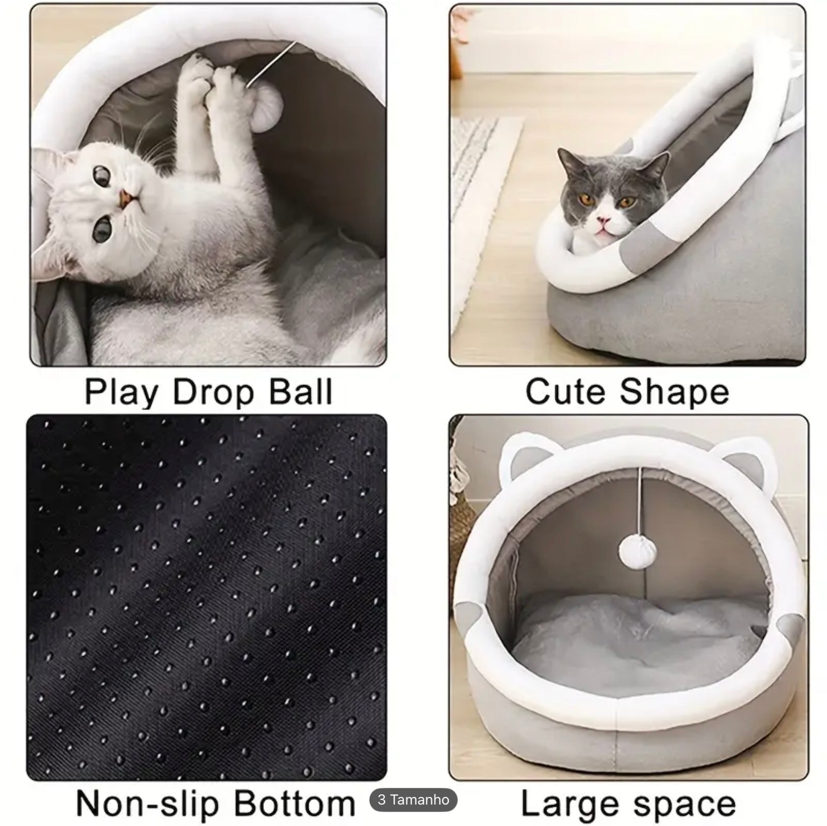 Cozy Cartoon Cat Cave Bed – Warm & Adorable Pet House for Cats and Small Dogs