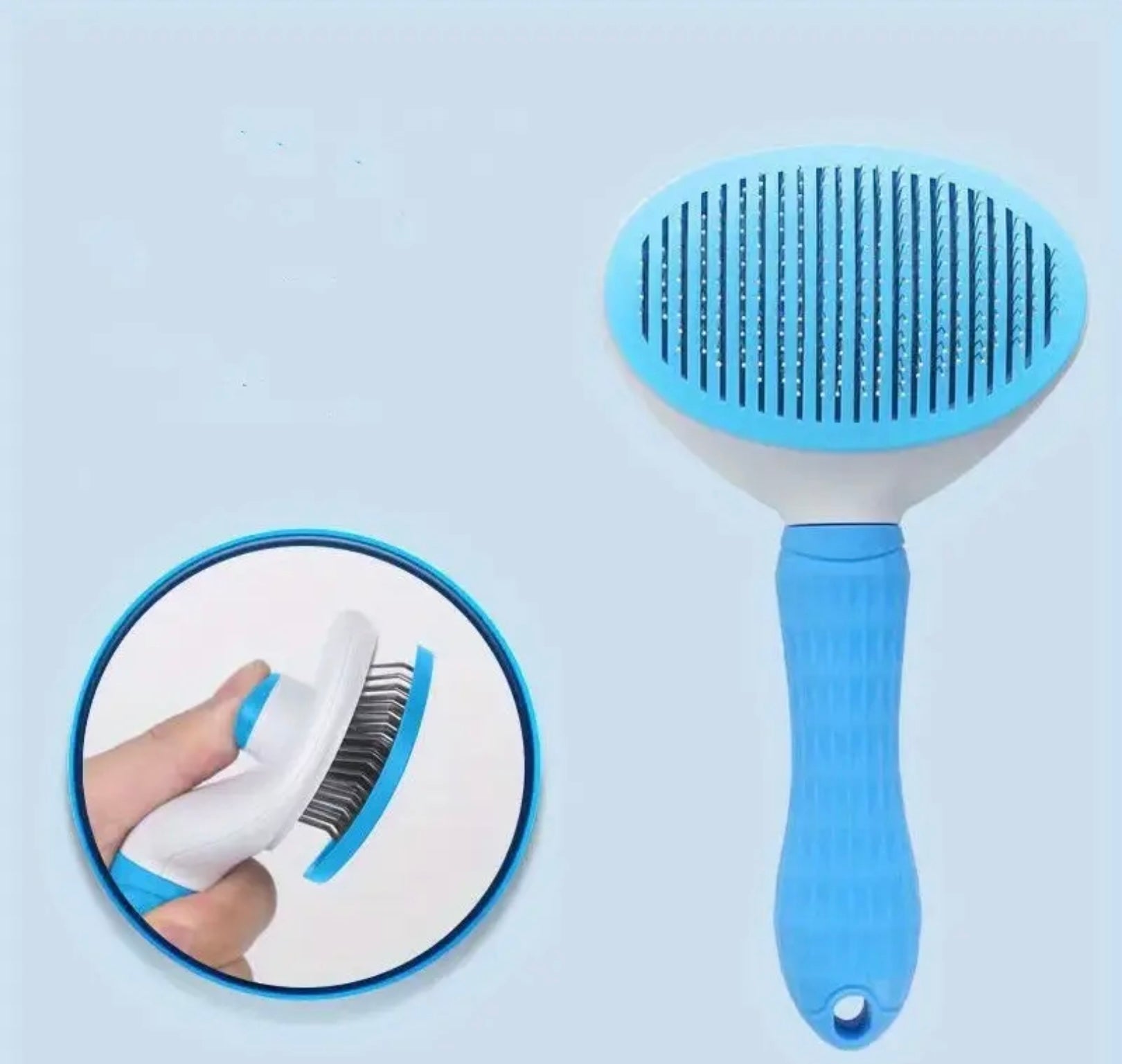 One-Click Pet Hair Remover Brush – Shedding Comb for Cats & Dogs with Stainless Steel Needle Pins