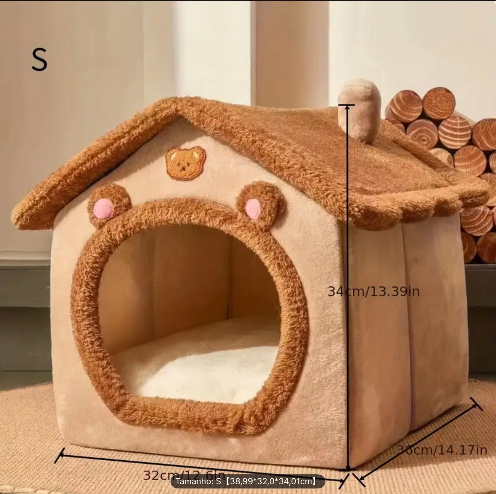 Cozy Winter Pet Cave Bed – Warm, Washable House for Cats & Small Dogs