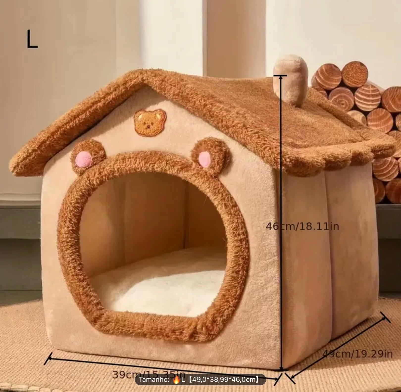 Cozy Winter Pet Cave Bed – Warm, Washable House for Cats & Small Dogs