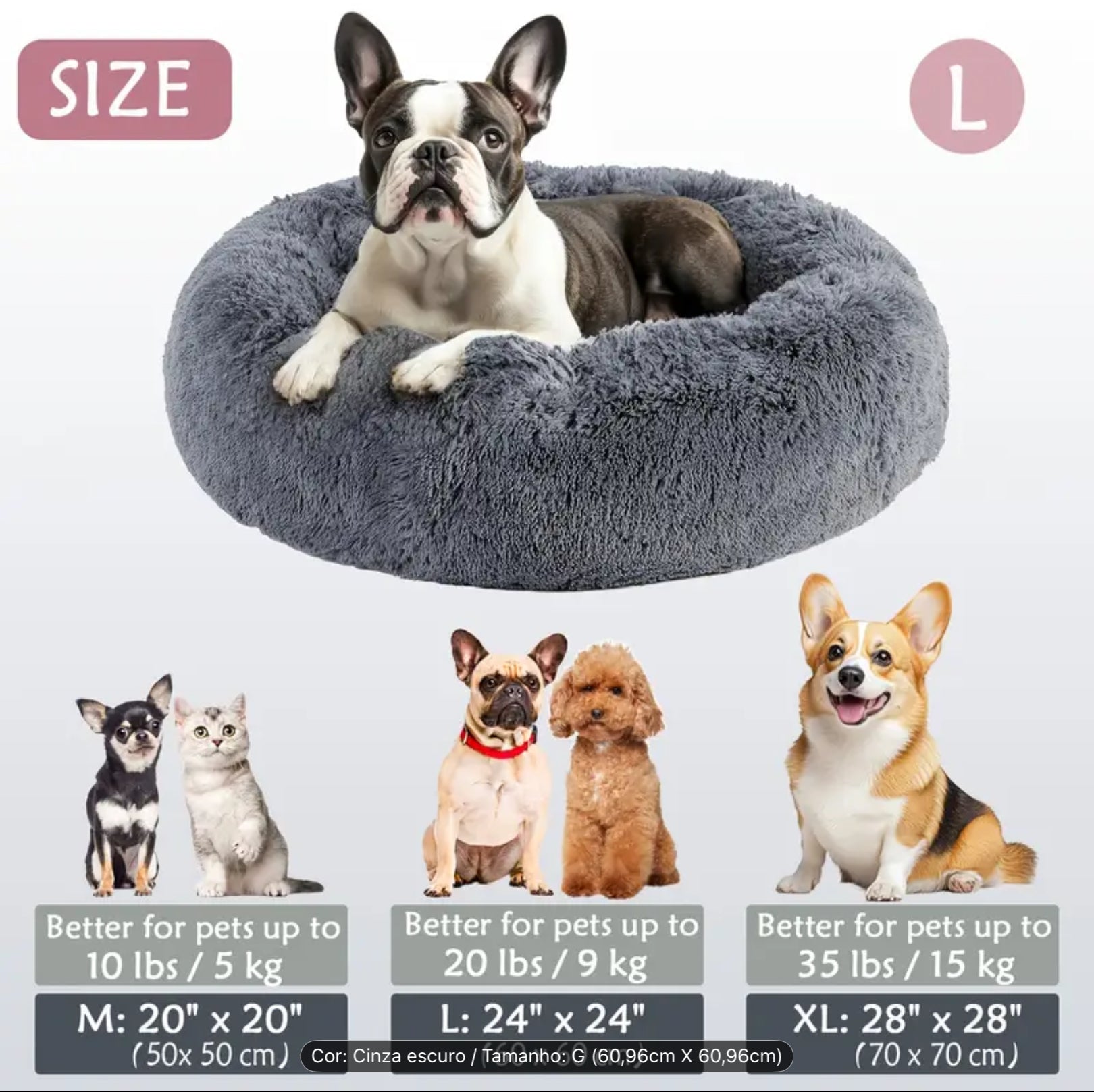 Cozy Donut Pet Bed – Soft Plush Round Bed for Small, Medium & Large Dogs and Cats (6 Sizes)