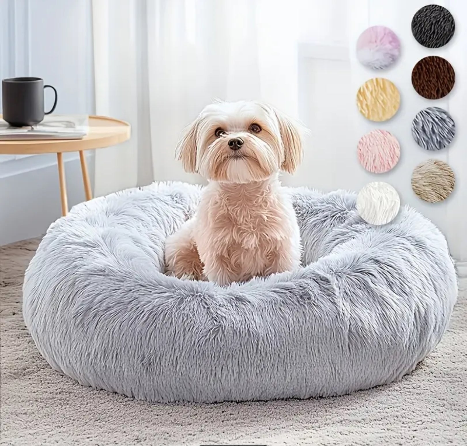 Cozy Donut Pet Bed – Soft Plush Round Bed for Small, Medium & Large Dogs and Cats (6 Sizes)