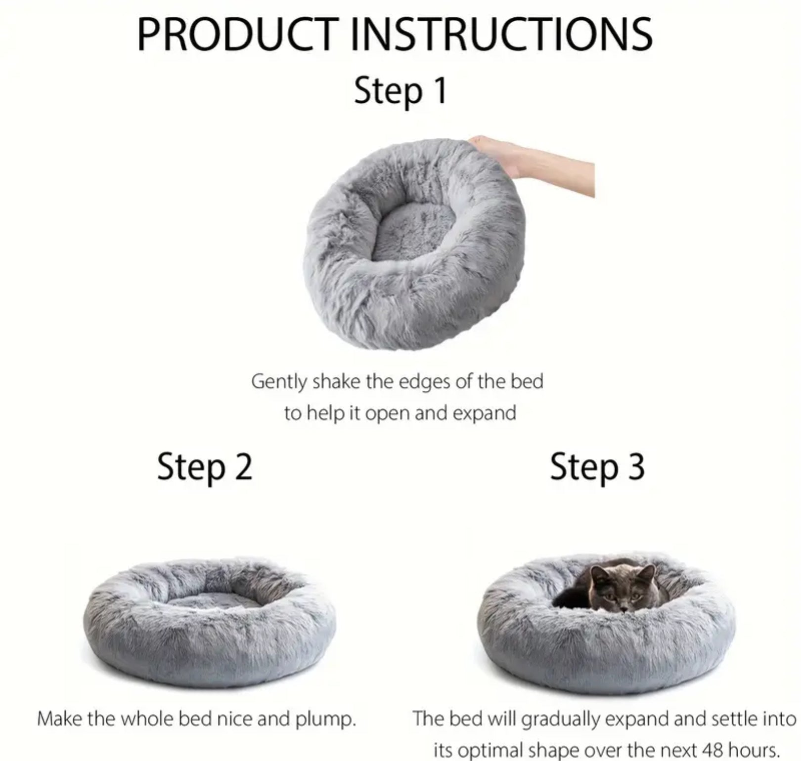 Cozy Donut Pet Bed – Soft Plush Round Bed for Small, Medium & Large Dogs and Cats (6 Sizes)