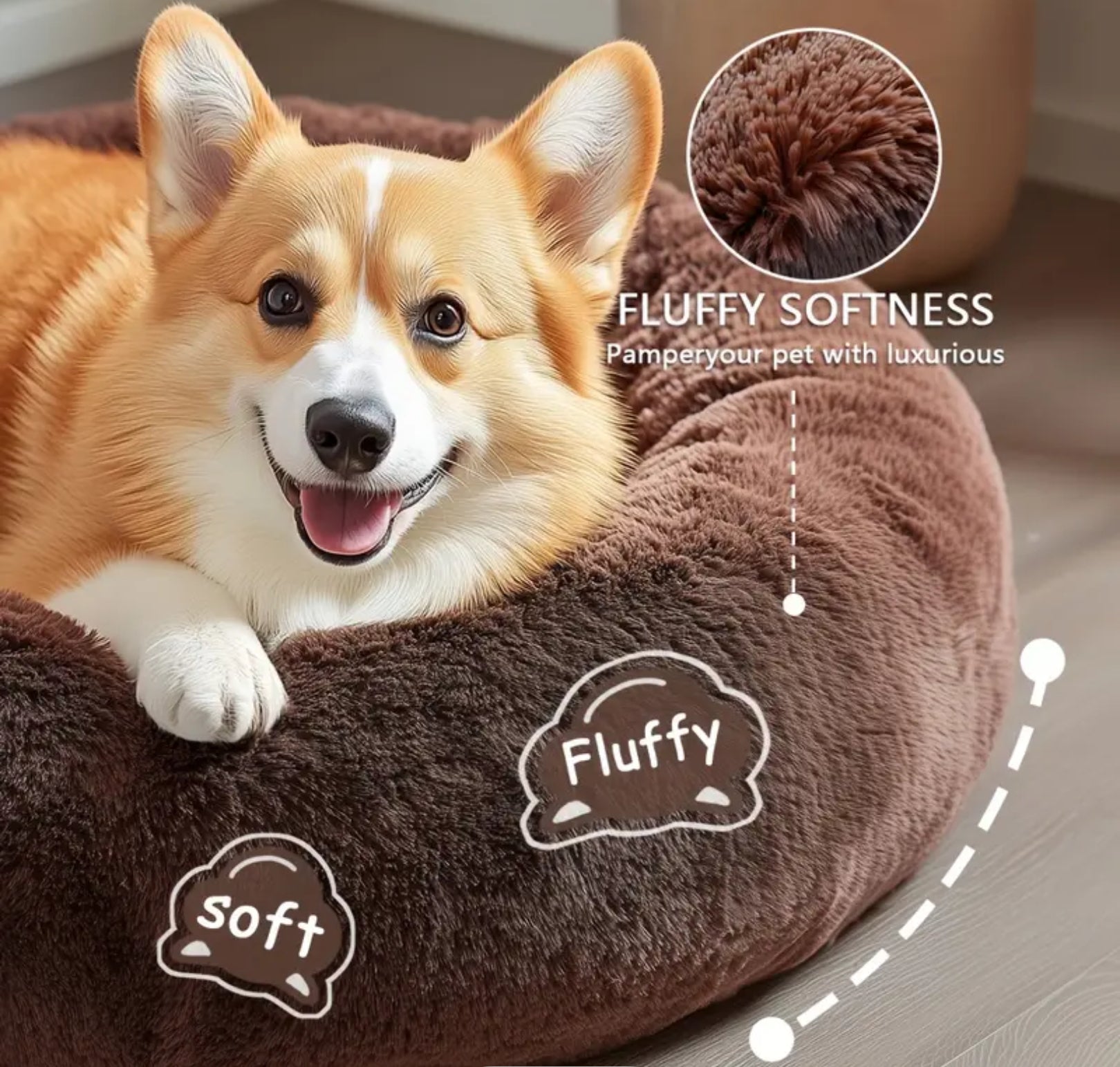 Cozy Donut Pet Bed – Soft Plush Round Bed for Small, Medium & Large Dogs and Cats (6 Sizes)
