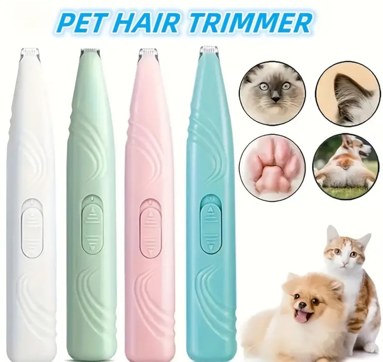 Cordless Dog Paw Trimmer – Low Noise Electric Grooming Clipper for Small Pets