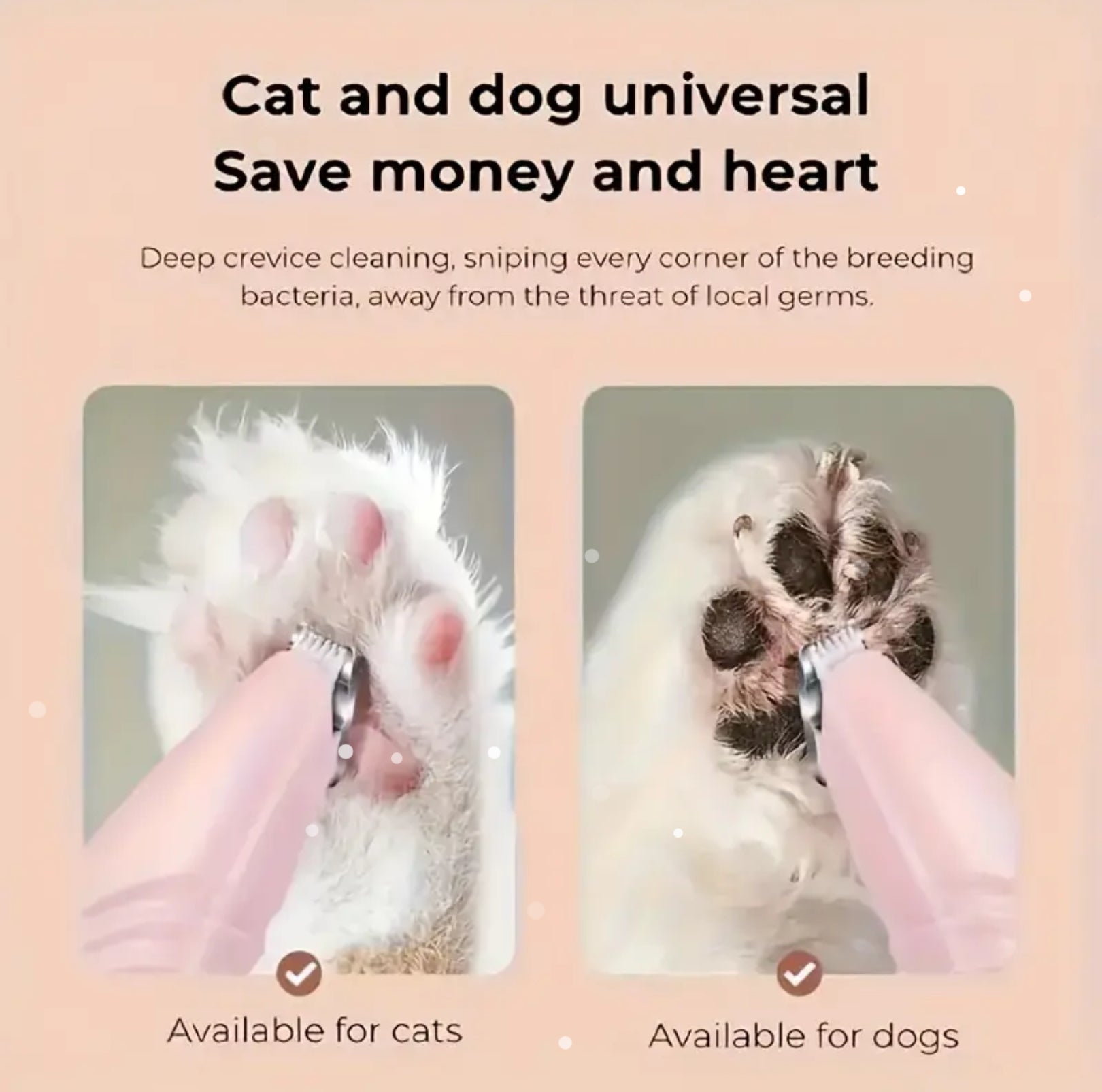 Cordless Dog Paw Trimmer – Low Noise Electric Grooming Clipper for Small Pets