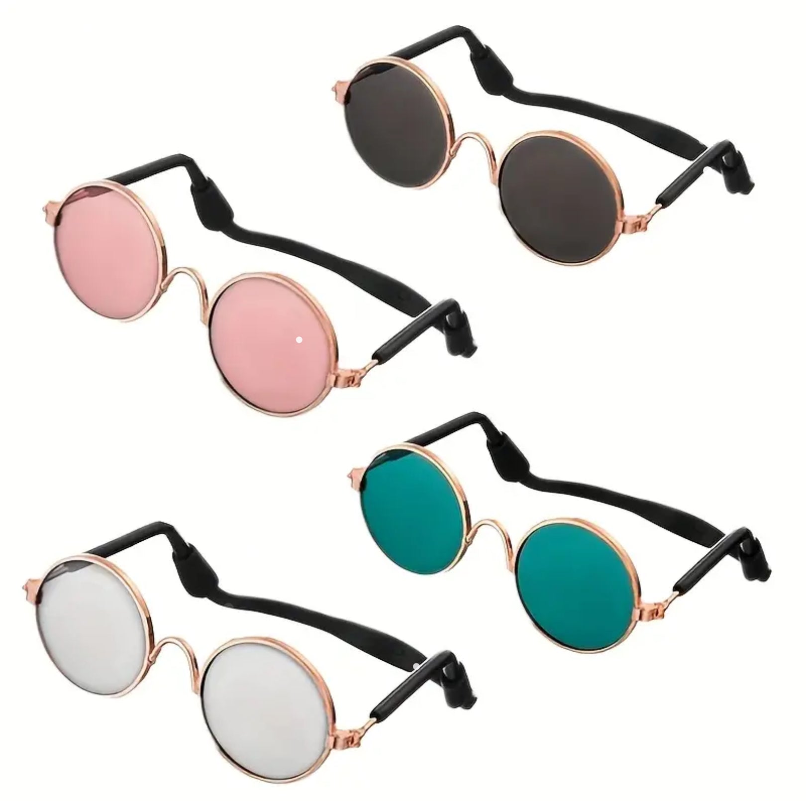 Pet Sunglasses 4-Pack β Retro Round Glasses for Cats & Small Dogs