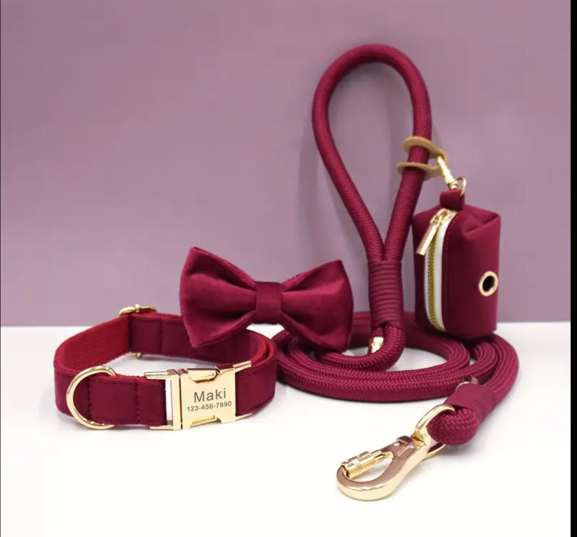 Velvet Elegance Set – Collar, Harness & Lead