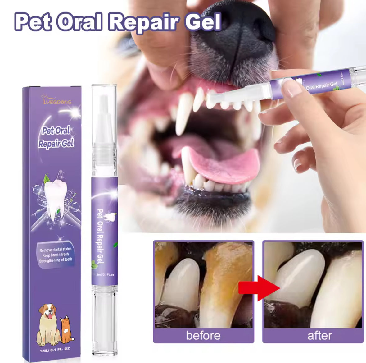 Pet Dental Cleaning Pen for Dogs & Cats