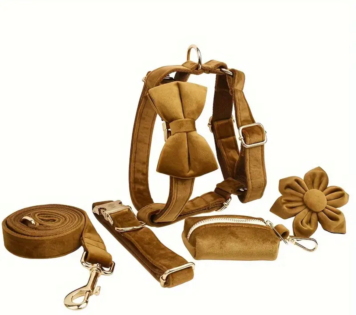 Velvet Elegance Set – Collar, Harness & Lead