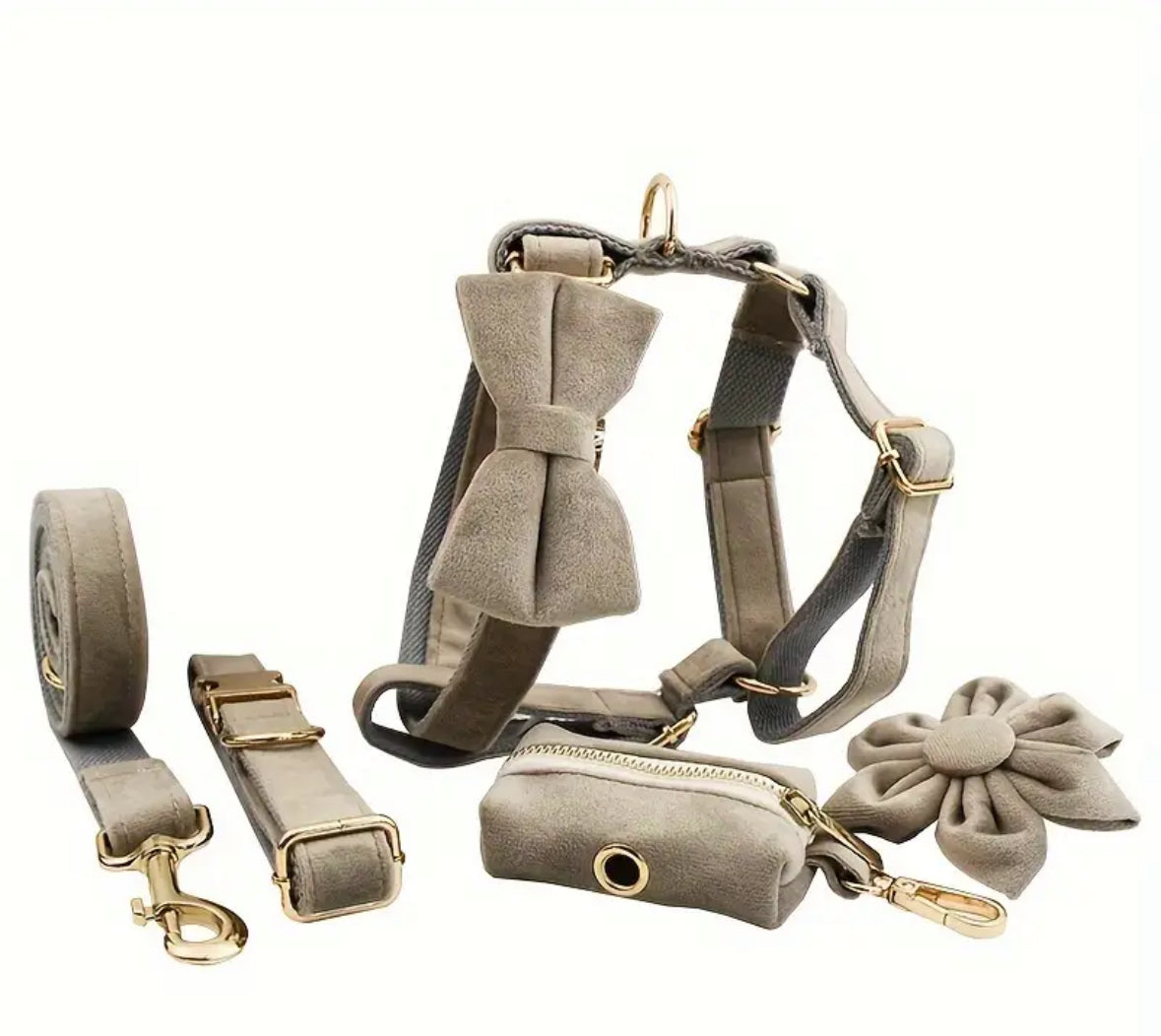 Velvet Elegance Set – Collar, Harness & Lead