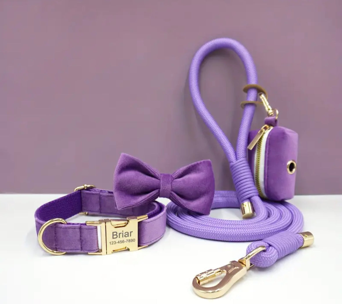 Velvet Elegance Set – Collar, Harness & Lead