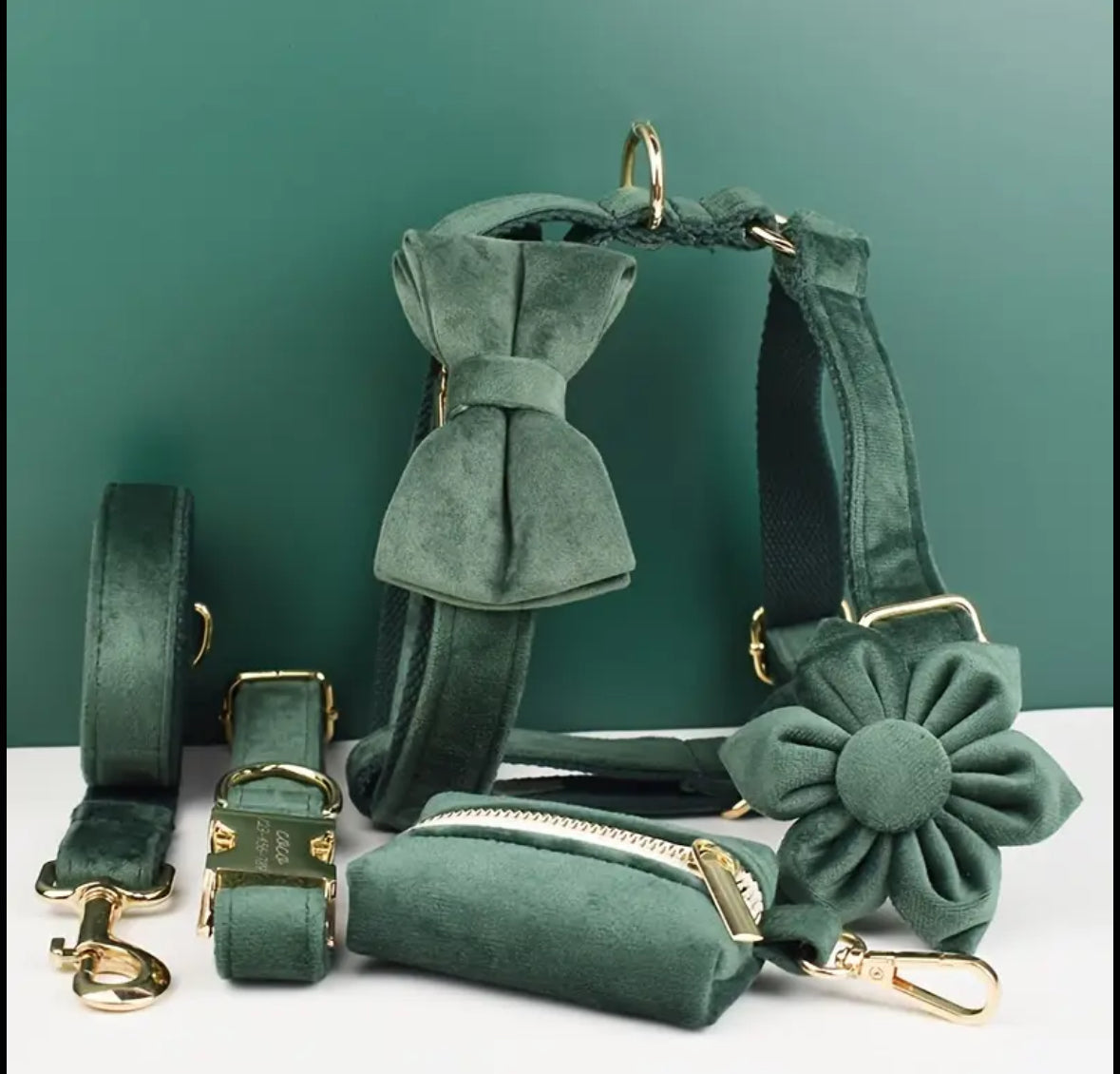 Velvet Elegance Set – Collar, Harness & Lead