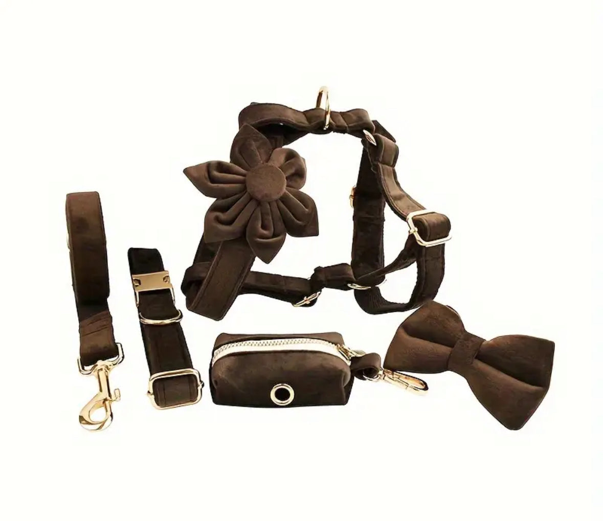 Velvet Elegance Set – Collar, Harness & Lead