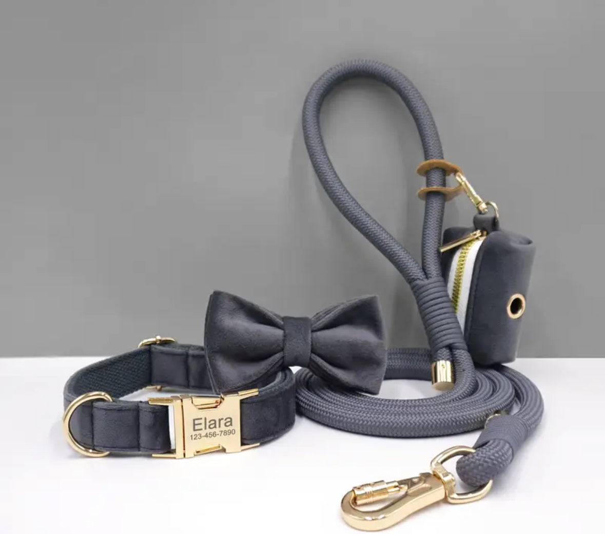 Velvet Elegance Set – Collar, Harness & Lead