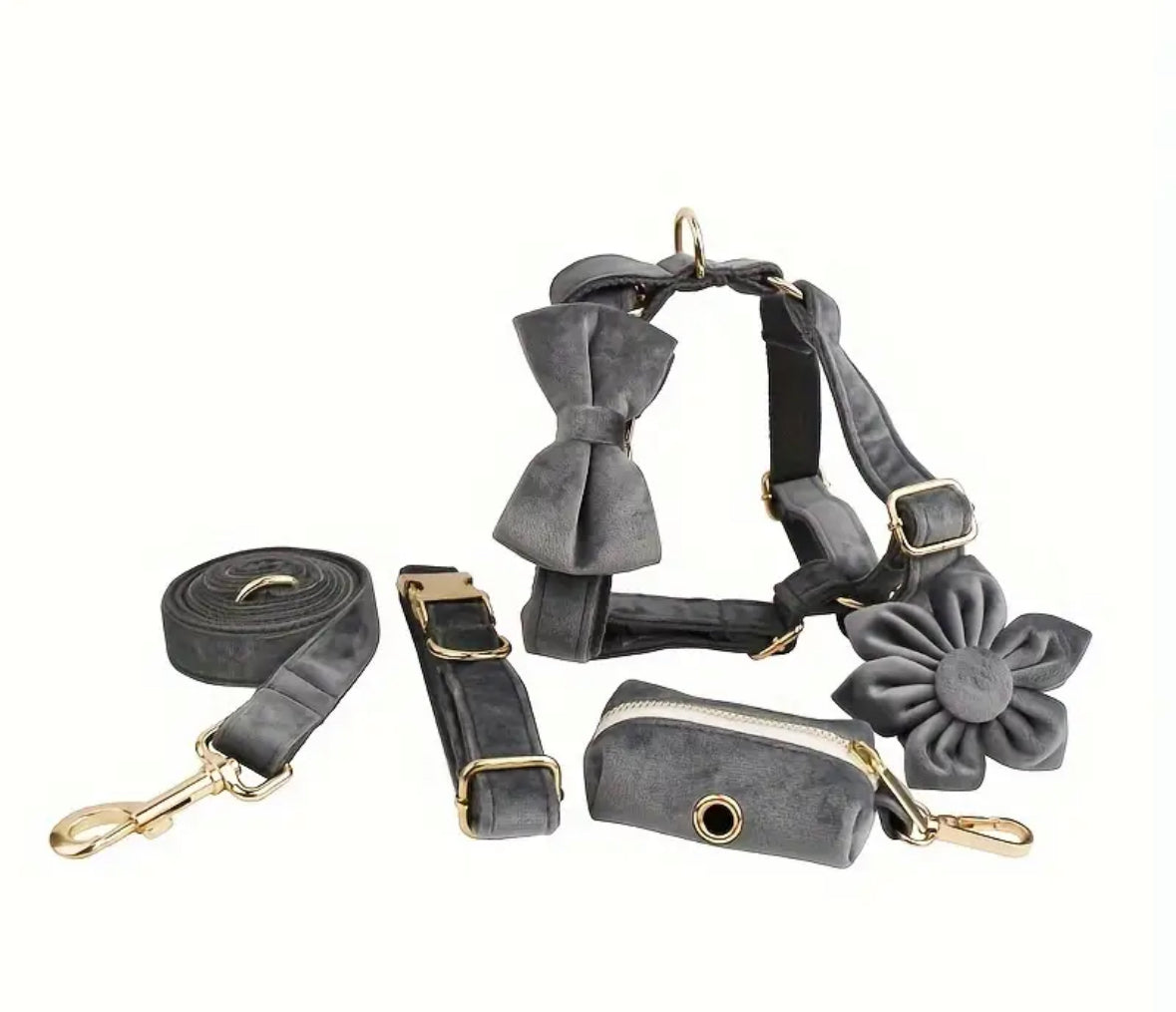 Velvet Elegance Set – Collar, Harness & Lead