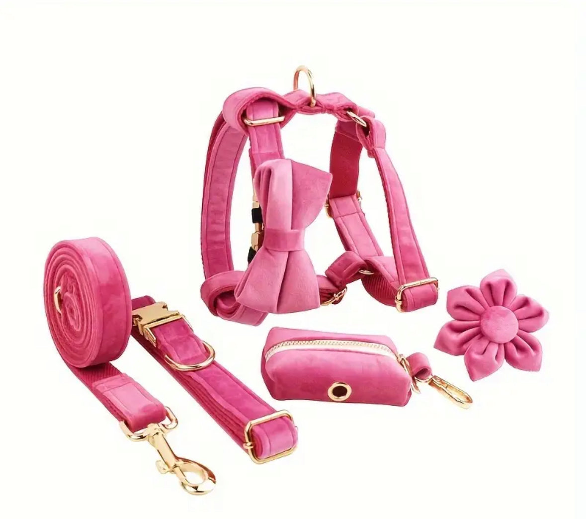 Velvet Elegance Set – Collar, Harness & Lead