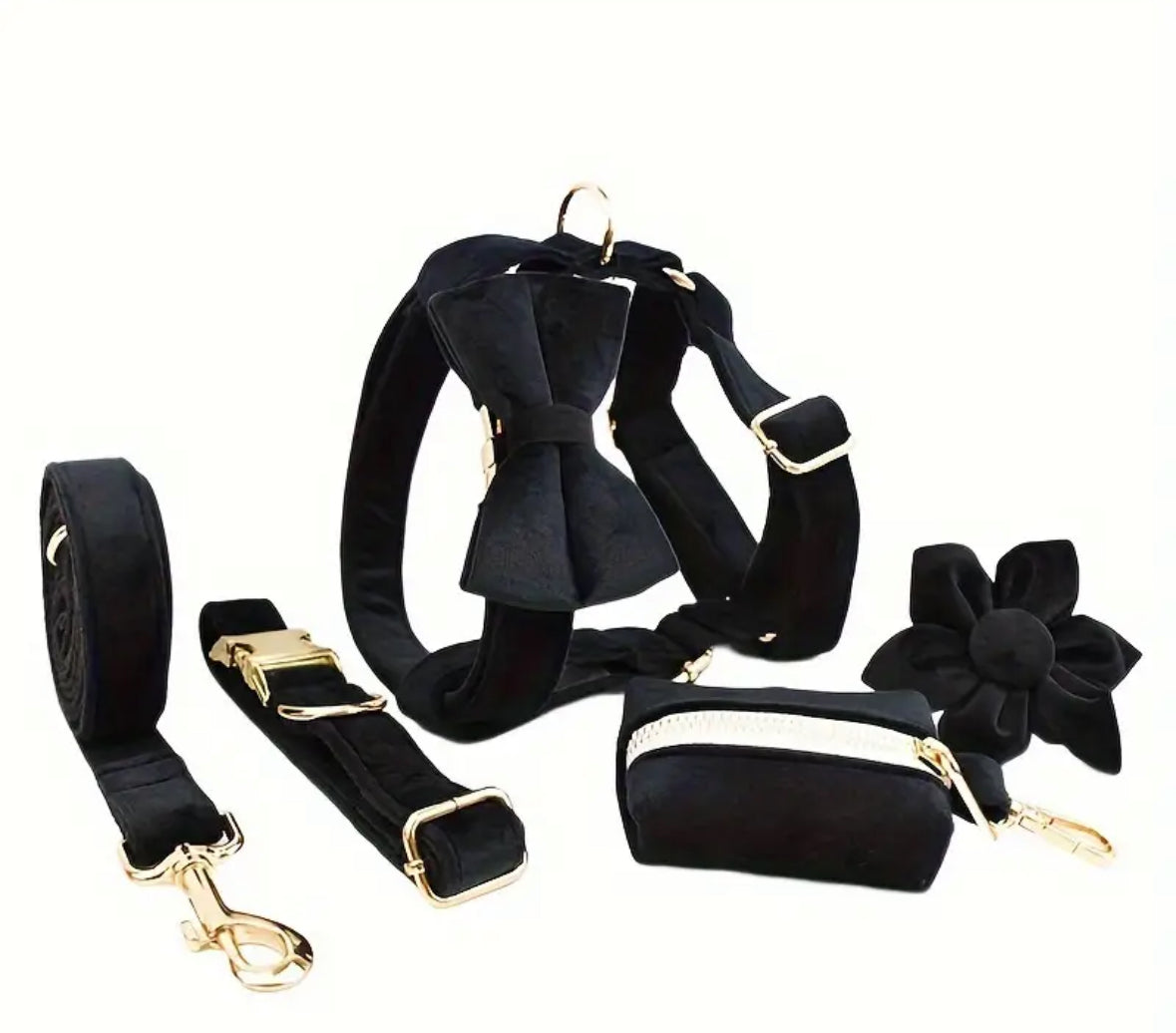 Velvet Elegance Set – Collar, Harness & Lead