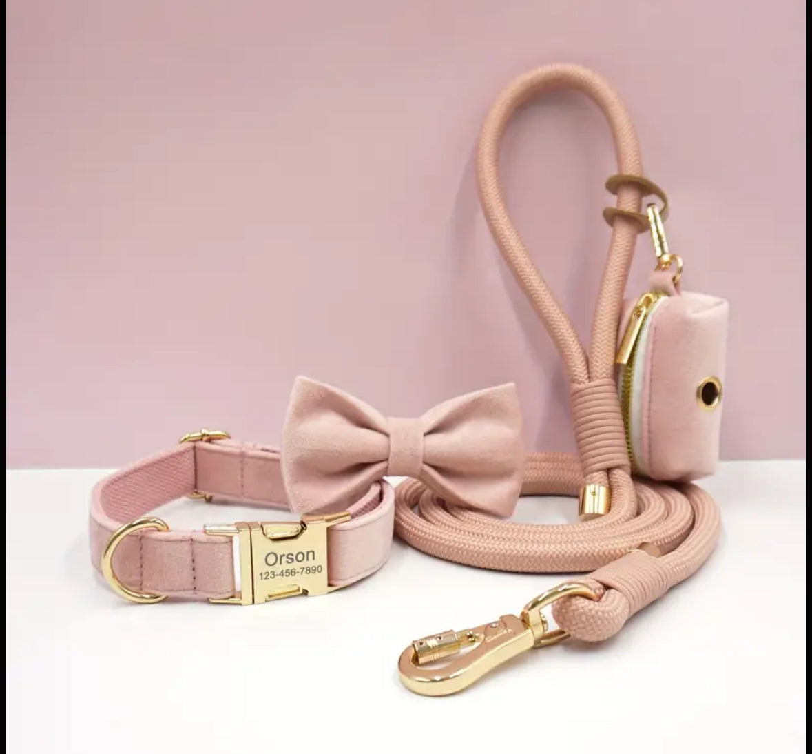 Velvet Elegance Set – Collar, Harness & Lead