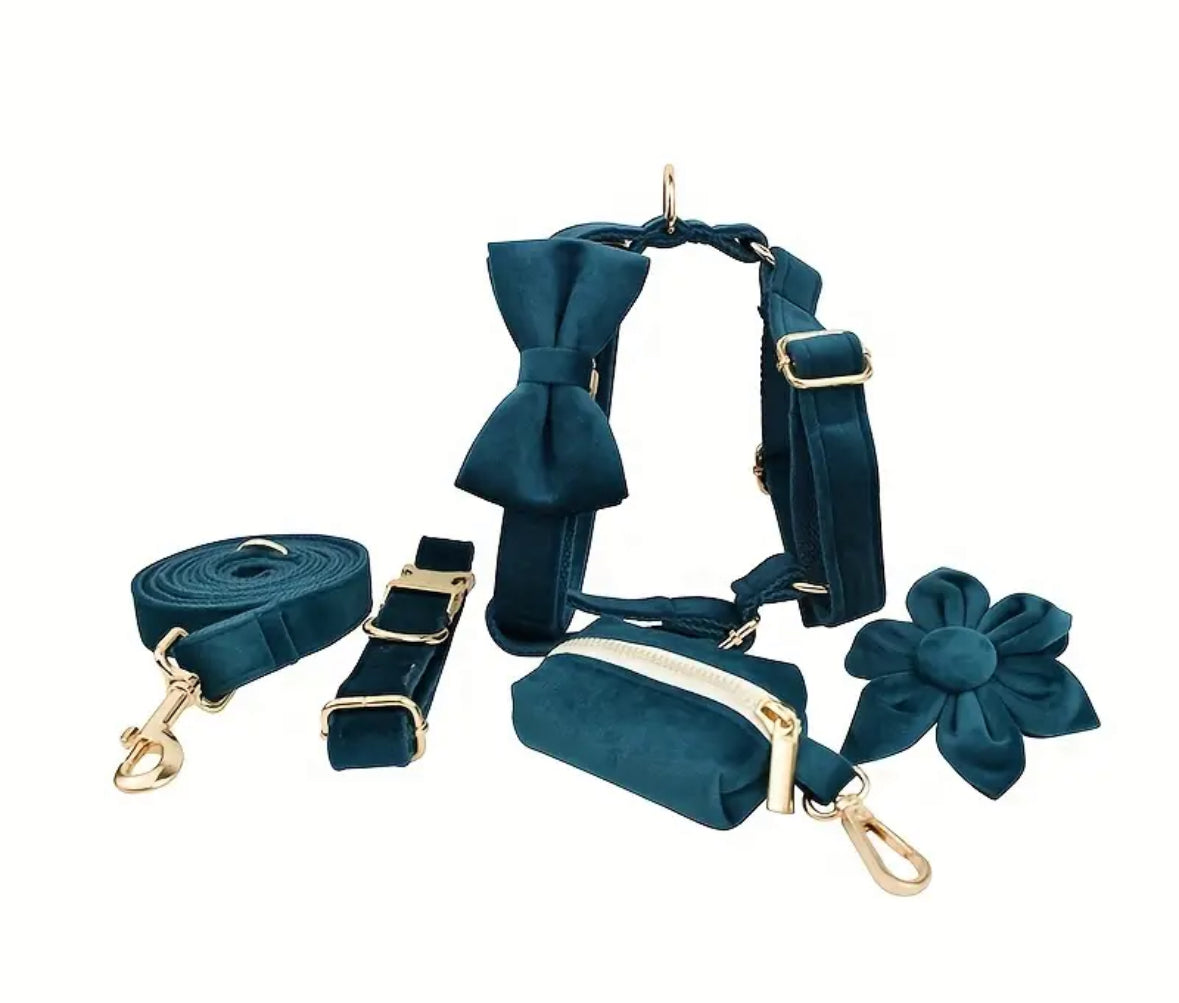 Velvet Elegance Set – Collar, Harness & Lead