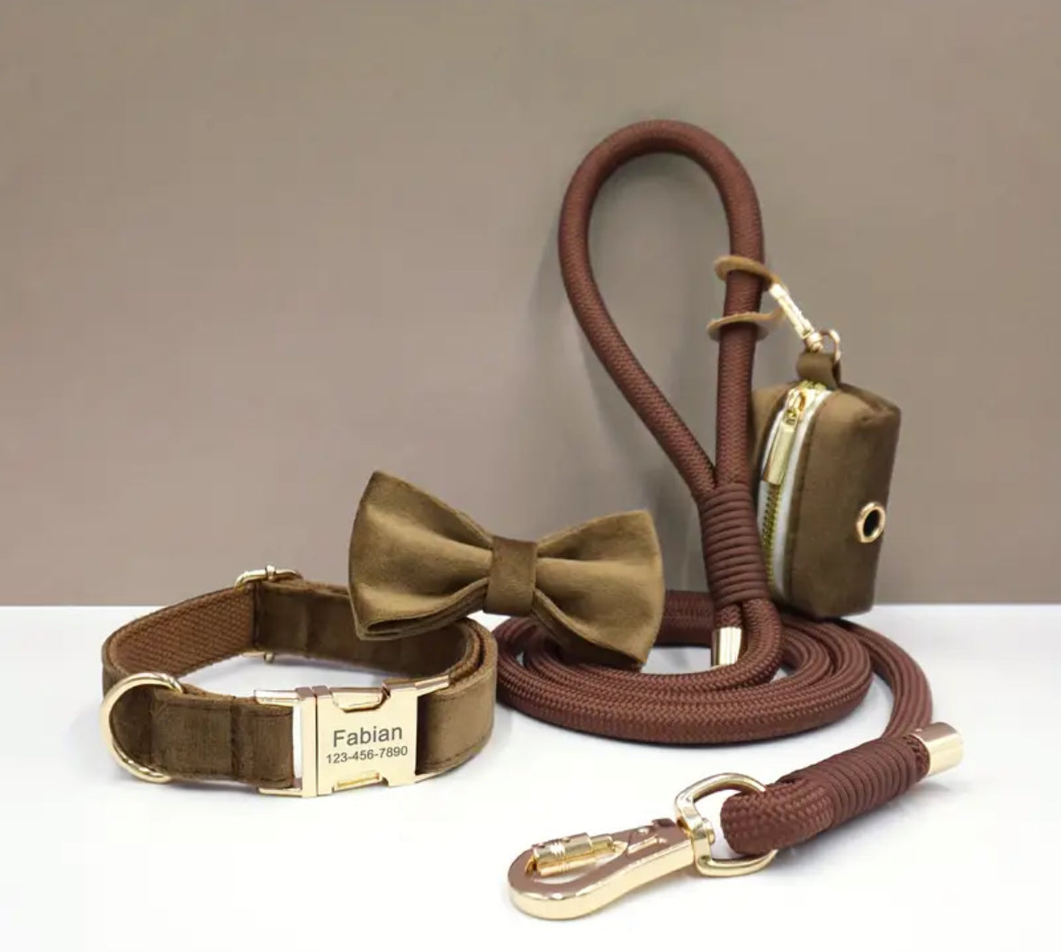 Velvet Elegance Set – Collar, Harness & Lead