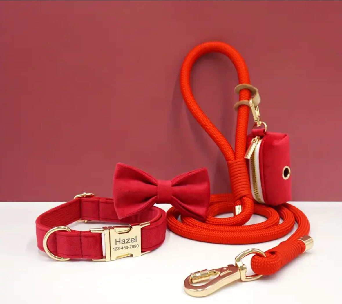 Velvet Elegance Set – Collar, Harness & Lead