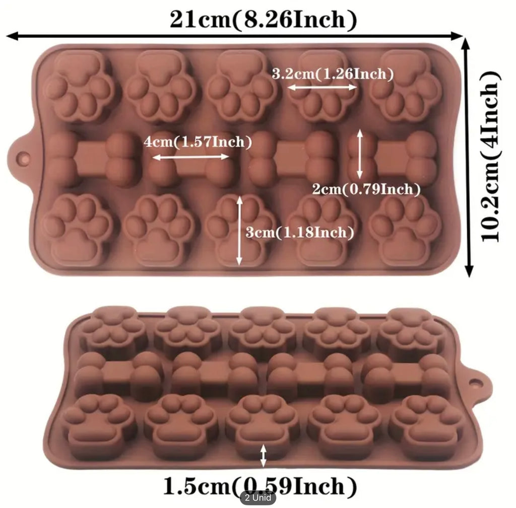 1 or 2-Pack Silicone Dog Paw Mold with 14 Cavities – Cake, Chocolate, Jelly & Soap Mold for Baking and Candle Making