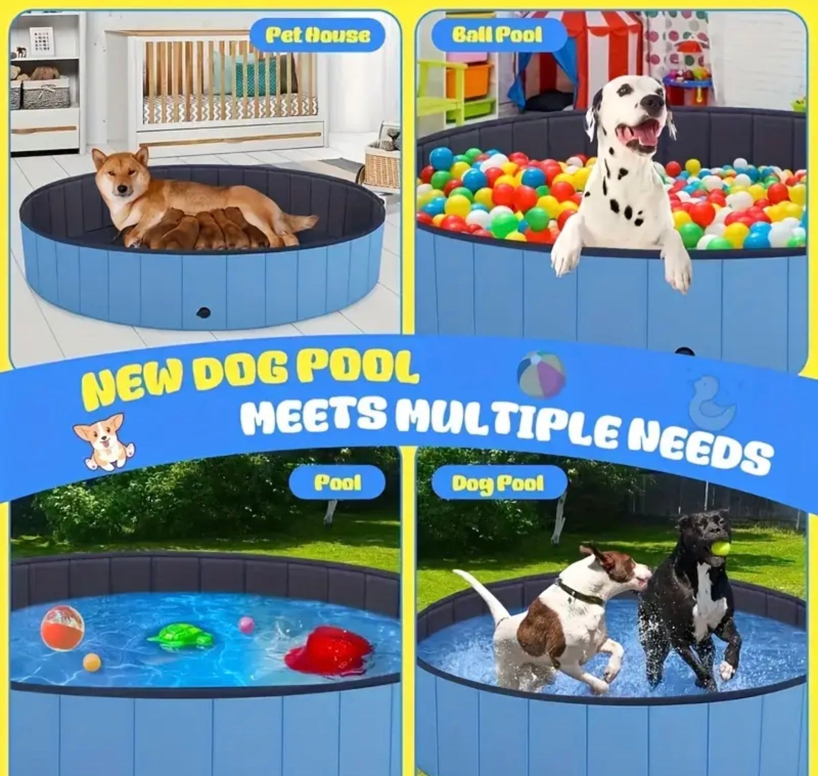 Portable Foldable Dog Bath Tub – Non-Slip Wash Basin for Indoor & Outdoor Use, Durable & Easy to Clean, Available in Red & Blue