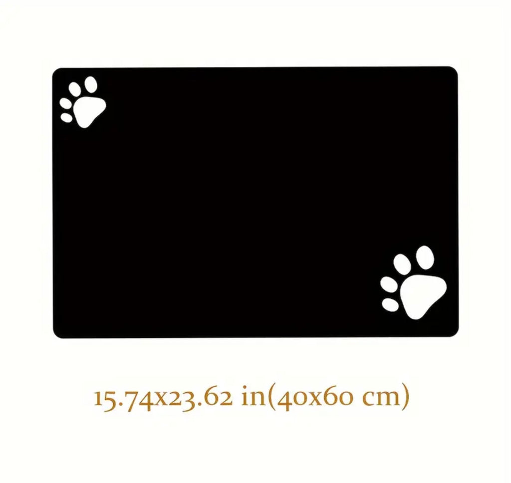 1pc Cute Cartoon Pet Feeding Mat – Quick-Dry, Reusable Dog Bowl Mat with Paw Print Design, Easy to Clean