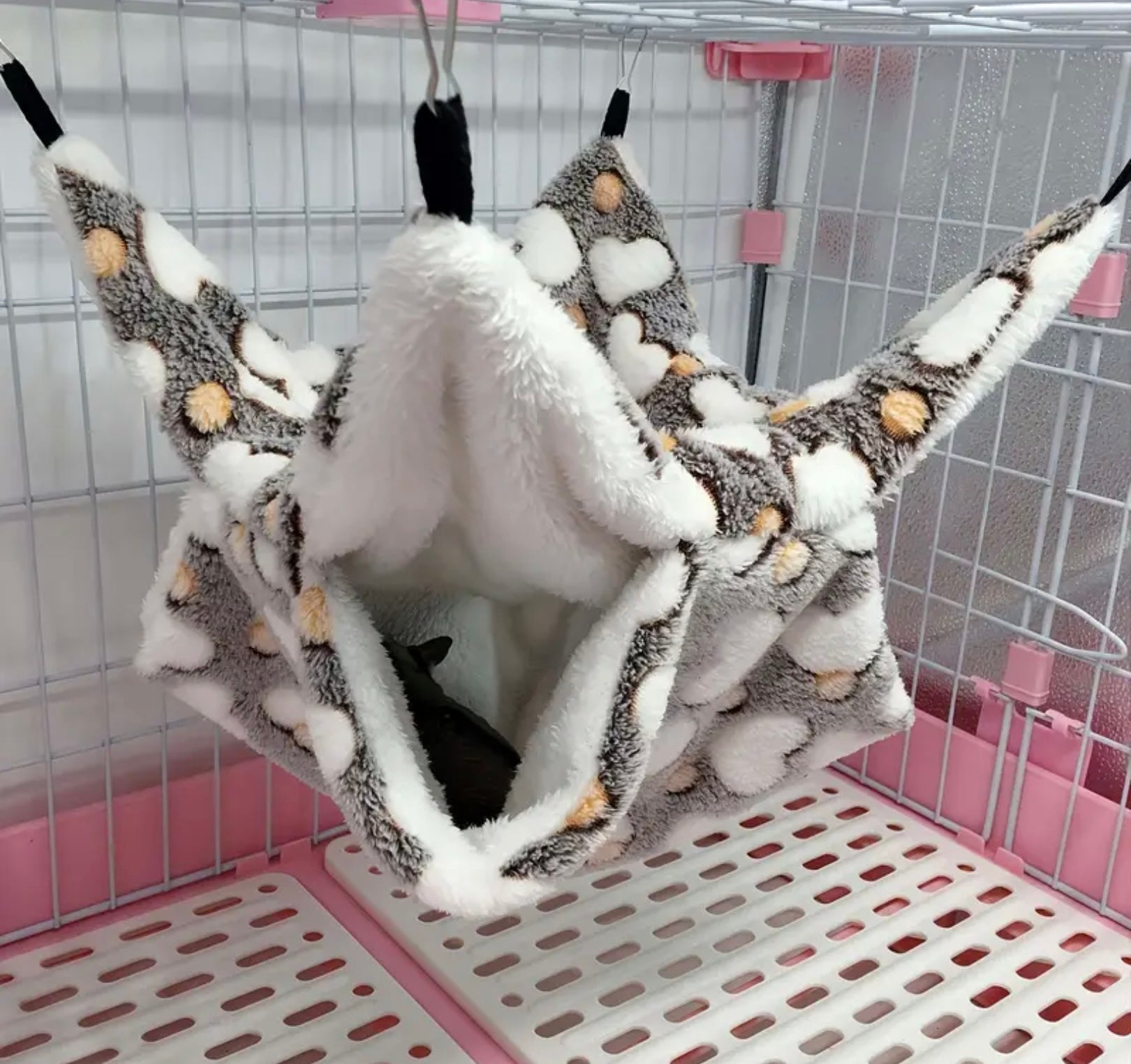 Soft Hanging Hammock for Small Pets – Cozy Polyester Sleeping Pouch for Hamsters, Mice & Squirrels with Starfish & Fish Design