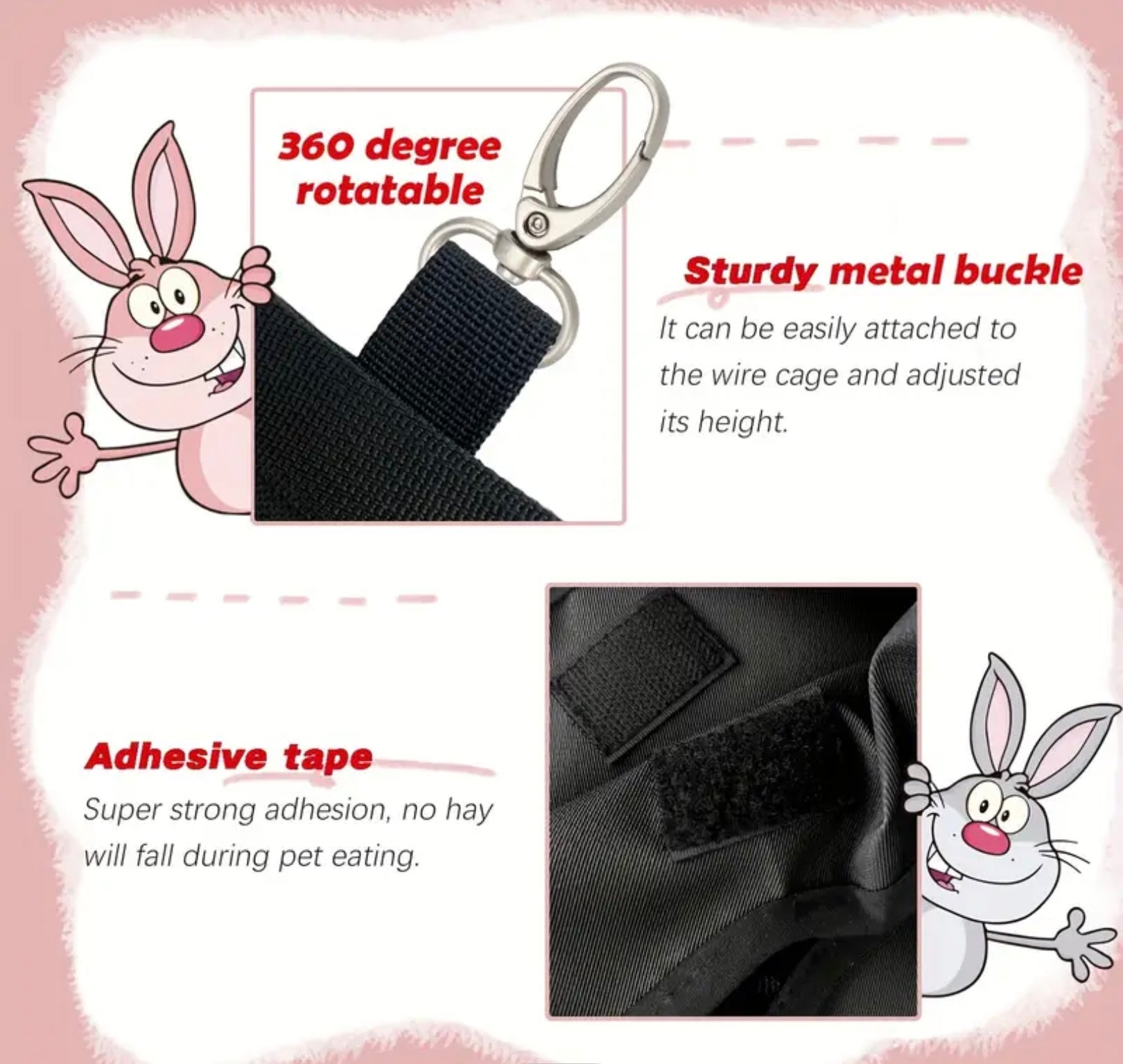 Hanging Hay Feeder Bag for Rabbits – Waterproof 1680D Oxford Fabric, Multiple Holes for Guinea Pigs, Chinchillas, Hamsters