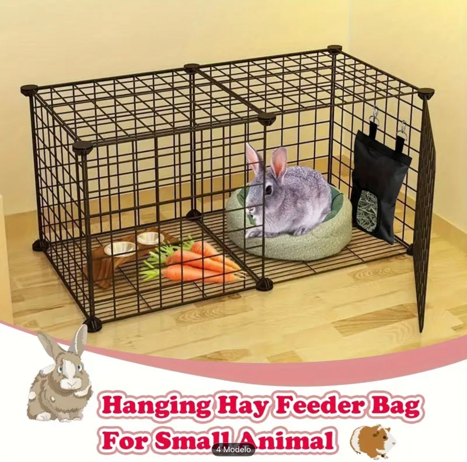 Hanging Hay Feeder Bag for Rabbits – Waterproof 1680D Oxford Fabric, Multiple Holes for Guinea Pigs, Chinchillas, Hamsters