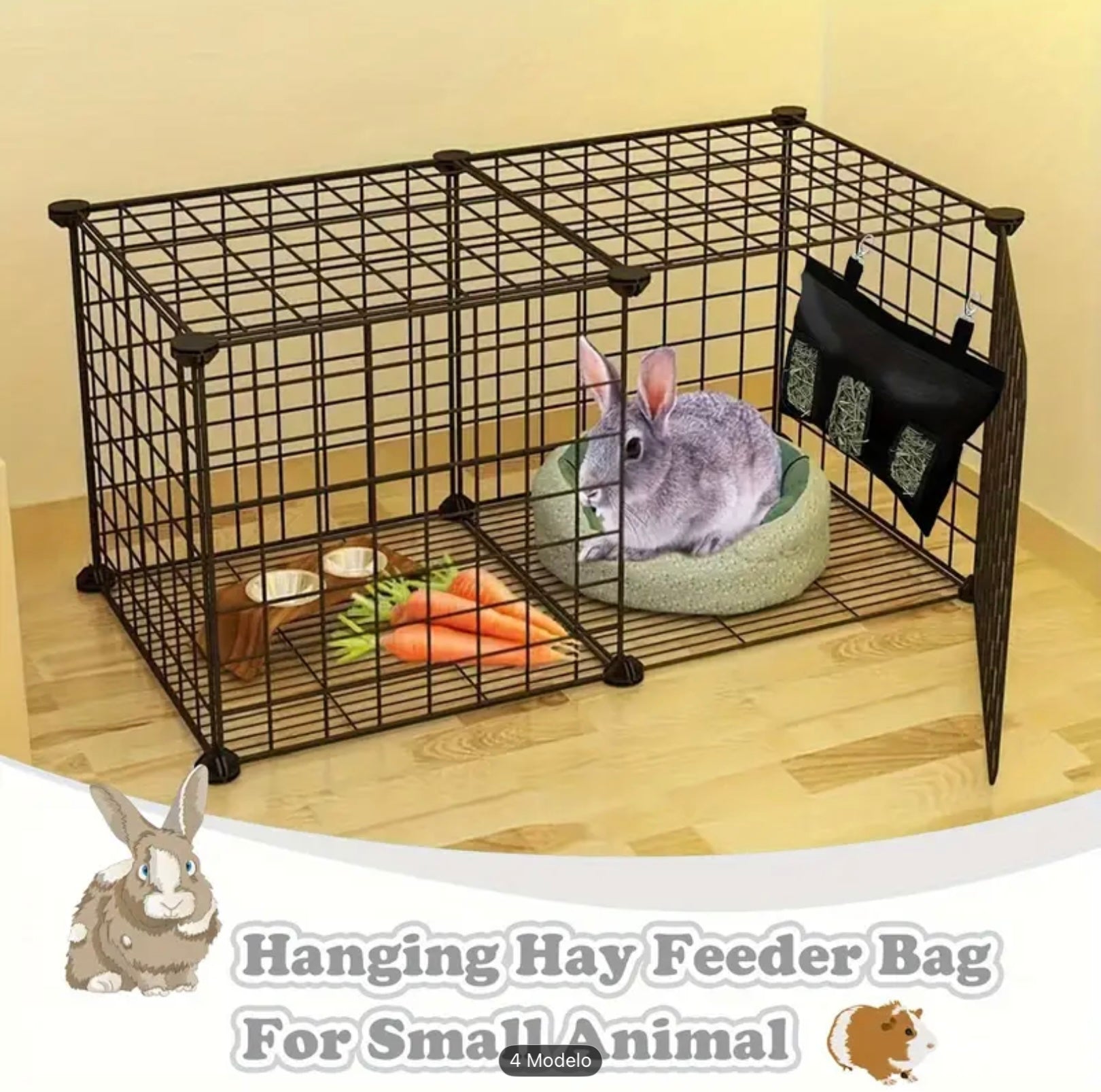 Hanging Hay Feeder Bag for Rabbits – Waterproof 1680D Oxford Fabric, Multiple Holes for Guinea Pigs, Chinchillas, Hamsters