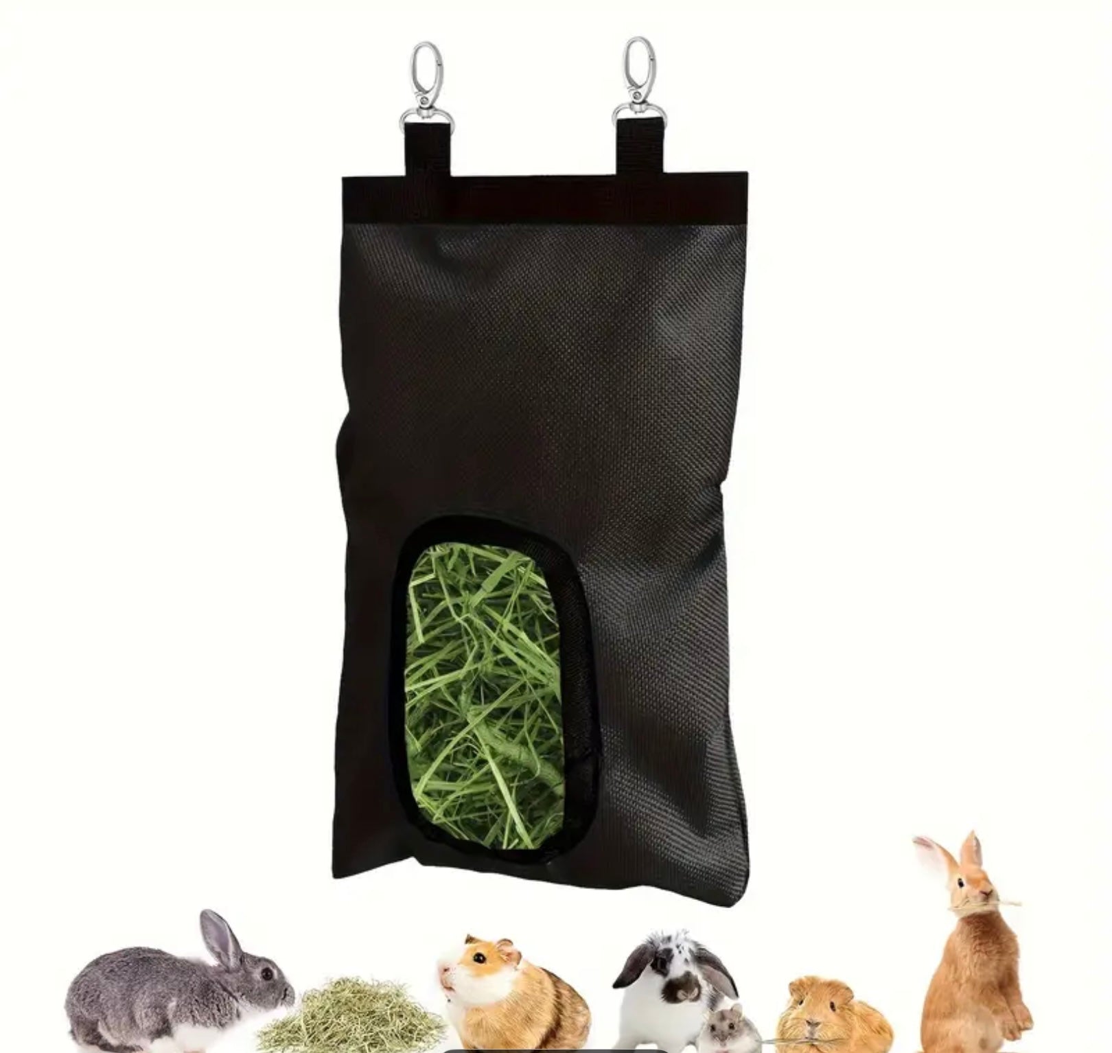 Hanging Hay Feeder Bag for Rabbits – Waterproof 1680D Oxford Fabric, Multiple Holes for Guinea Pigs, Chinchillas, Hamsters