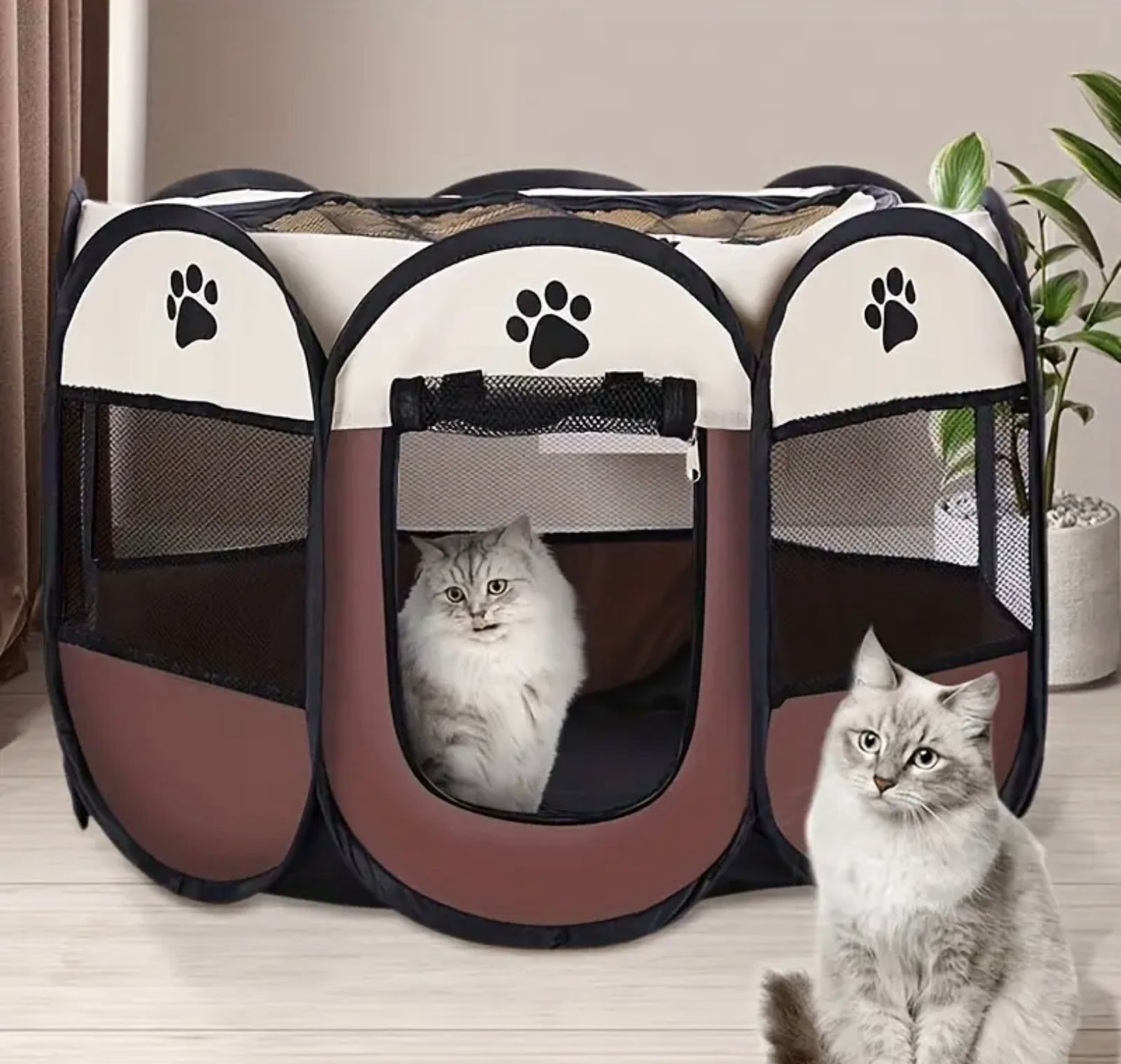 Foldable Octagon Pet Playpen – Scratch-Resistant Oxford Fabric Tent for Cats & Dogs, Indoor/Outdoor Use
