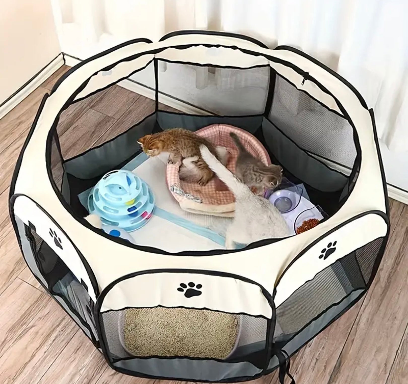 Foldable Octagon Pet Playpen – Scratch-Resistant Oxford Fabric Tent for Cats & Dogs, Indoor/Outdoor Use