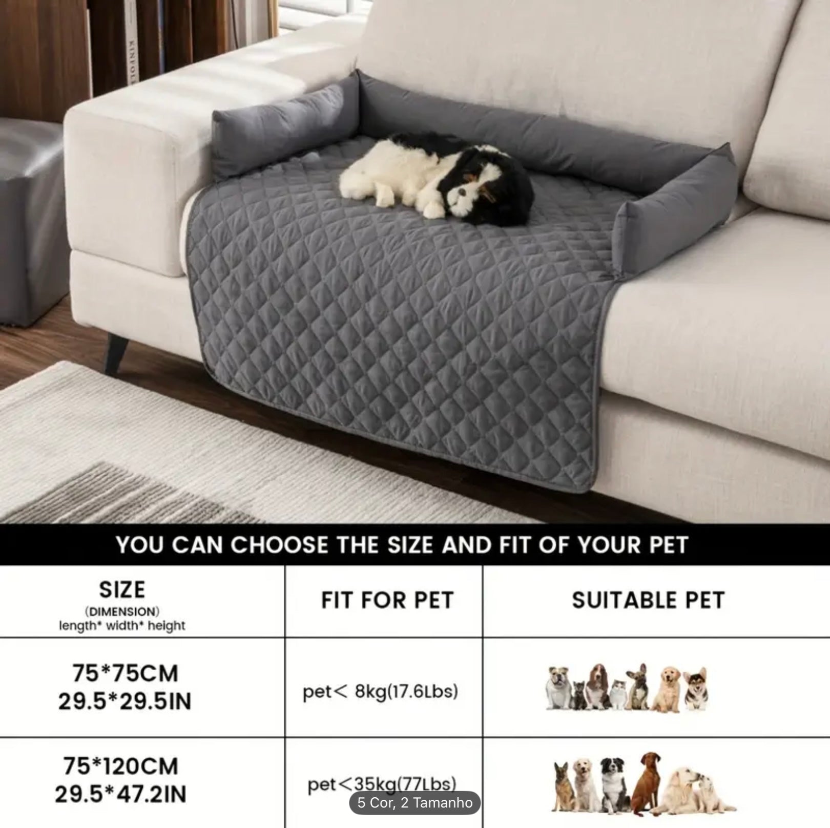 Non-Slip Pet Sofa Bed – Washable Couch Protector with Support Cushions for Dogs & Cats