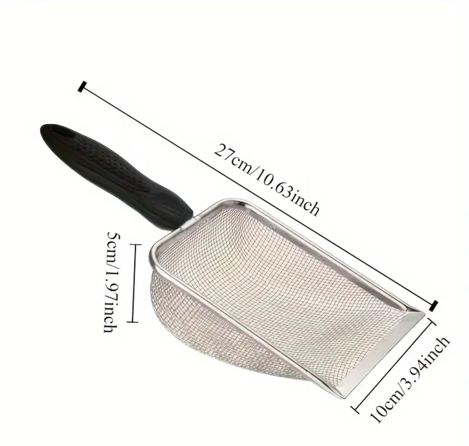 Durable Stainless Steel Cat Litter Scoop – Ergonomic Handle & Fine Mesh for Easy Cleaning