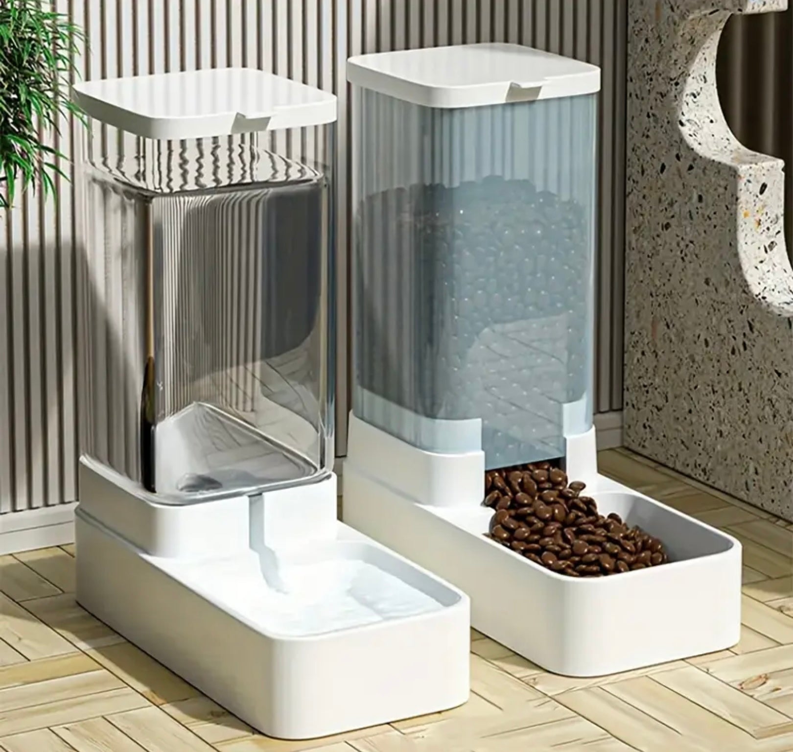 Automatic Food & Water Dispenser for Cats – Dual Bowl Feeder with Storage Container