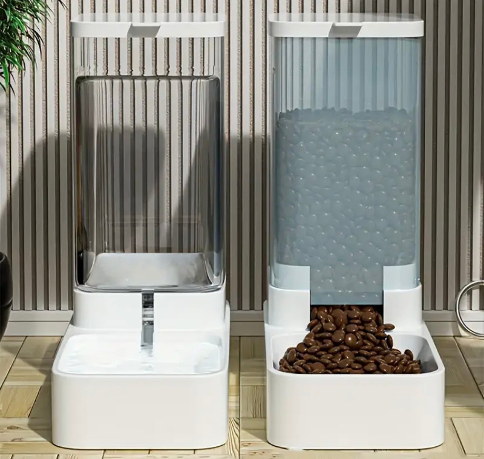 Automatic Food & Water Dispenser for Cats – Dual Bowl Feeder with Storage Container