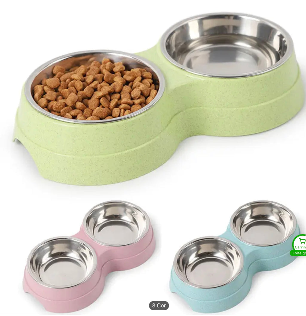 Double Stainless Steel Bowls for Dogs & Cats – Non-Slip Base, Easy to Clean, Ideal for Food & Water