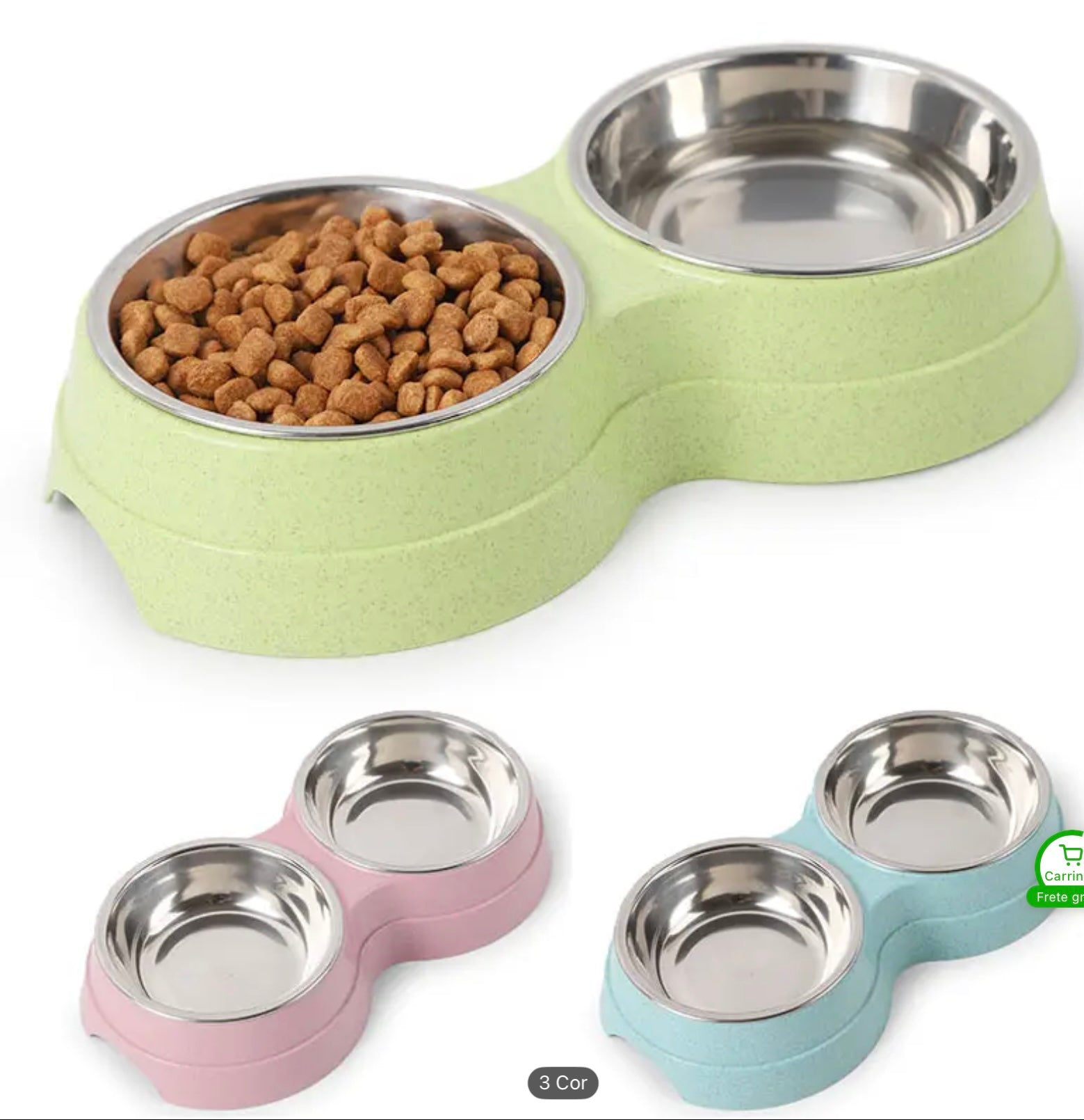 Double Stainless Steel Bowls for Dogs & Cats – Non-Slip Base, Easy to Clean, Ideal for Food & Water