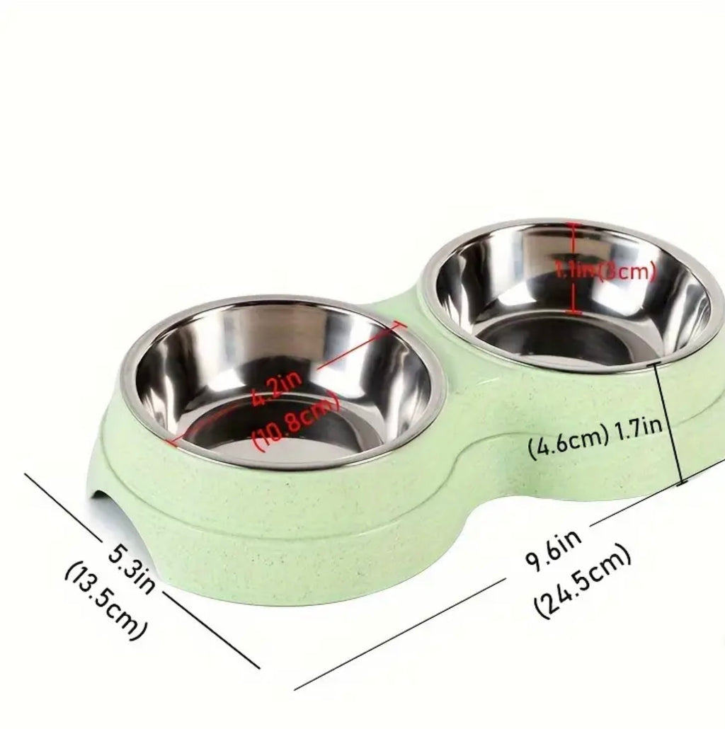 Double Stainless Steel Bowls for Dogs & Cats – Non-Slip Base, Easy to Clean, Ideal for Food & Water